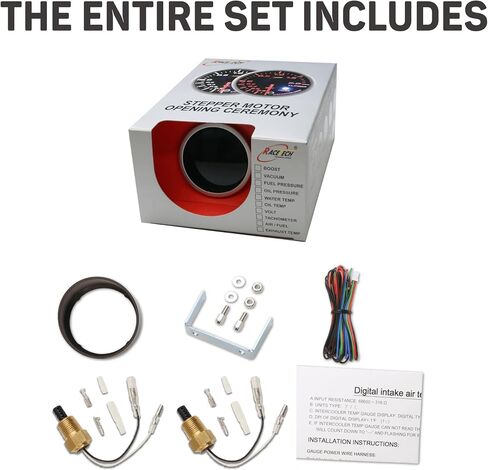 مقياس رقمي RACETECH 52 مم 2-1/16 بوصة - شاشة عرض 7 قطاعات زرقاء، مقياس درجة الحرارة المزدوج الكهربائي 52 مم (ث/أجهزة الاستشعار) in Kuwait