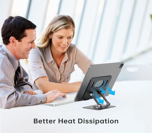 حامل حامل الكمبيوتر اللوحي مع 360 ° قاعدة دوارة القضيب المزدوج الألومنيوم القابل للتعديل موقفا لمكتب متوافق مع iPad Samsung Phone readle e-Reader والمزيد ، أسود in Kuwait