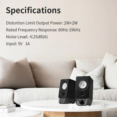 مكبرات صوت الكمبيوتر مع إدخال V5.3 AUX 2W+2W طاقة Bass Strong Bass USB-A لجهاز الكمبيوتر اللوحي للكمبيوتر الشخصي. in Saudi Arabia