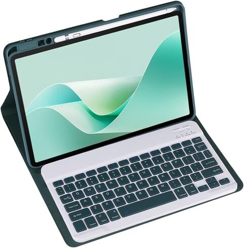 Magnetic Detachable Wireless Keyboard & Mouse Combo with Built in Pen Holder Leather Cover for Huawei MatePad C5 10.4-inch Tablet Keyboard Case (Green,Backlight) in Saudi Arabia