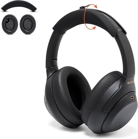 WC Padz و Bandz حزمة حزمة لسماعات Sony WH-1000XM4 | استبدال أذن الأذن وغطاء عقال | أسود in Saudi Arabia