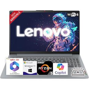 Lenovo 15.6 "كمبيوتر IdeaPad المحمول مع Microsoft Office 365 ، AMD Ryzen 5 5625U (يتفوق على I7-1260U) ، ذاكرة الوصول العشوائي 16 جيجا بايت ، 256 جيجا بايت SSD ، لوحة مفاتيح خلفية ، هادئة ، بطارية طويلة ، Windows 11 Pro ، WOWPC in Kuwait