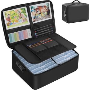 Large Fireproof Photo Storage Box with 18 Inner 5x7 Photo Cases, Collapsible Photo Boxes Storage with Lock, Portable Photo Organizers and Storage with Handle for Photos, Pictures, Valuables in Saudi Arabia