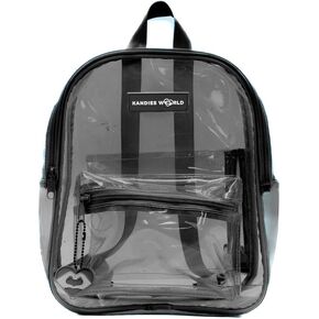 Kandies World Premium Clear Festival Backpack – Stylish Transparent Bag – Stadium Approved – Lightweight & Durable – 12"x10.5" (Black) in Kuwait