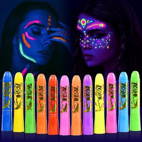 BRIMFULITE Body & Face Painting Kit with SFX Makeup Non Toxic 6 Colors Glow in the Dark Face Paint, Fake Blood and Scar Wax Set for Halloween Party Cosplay Theater Parties (6 Color 02+ SFX Set) in Kuwait