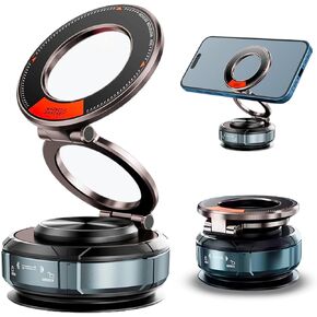 360° Adjustable Vacuum Suction Magnetic Phone Mount, 2025 Zinc Alloy Phone Stand for MagSafe Suction Car Mount for iPhone 16/15/14/13/12/Android, Cell Phone Holders for Your Car/Home/Travel in Saudi Arabia