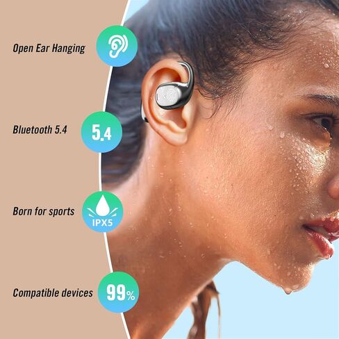 سماعات أذن مفتوحة ، سماعات أذن لاسلكية غير داخلية ، صوت قوي ، مكالمات واضحة ، Bluetooth 5.4 ، IPX5 الأذن تشغيل أذن (ملونة للبشرة) in Kuwait