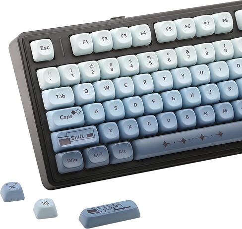 Gradient Blue PBT Keycap Set - Smart Cube Theme Key Cap | 5-Side Dye-Sublimation, 134 Keys keycaps for 60%/75%/100% Keyboards | Cherry MX/Gateron Compatible in Saudi Arabia