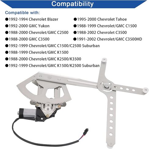 Obaee منظم رفع النوافذ والمحرك متوافق مع شيفروليه / GMC C1500 C2500 C3500 K1500 K2500 K3500 Chevy Blazer Tahoe GMC Yukon 1988-2002 استبدال جانب الركاب الأمامي OE 741-654 in Kuwait