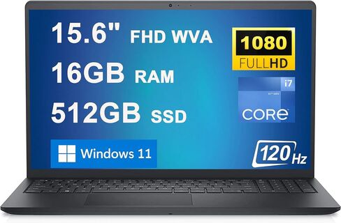 Dell Inspiron 15 3000 3520 Business Labtop 15.6 "FHD WVA Anti-Glare 120Hz عرض الجيل الثاني عشر من Intel 10-Core I7-1255U Processor 16GB RAM 512GB SSD Intel IRIS XE Graphics HDMI Win1 in Saudi Arabia