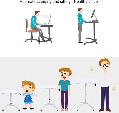 Mobile Laptop Podium, Height Adjustable Podium Stand with Tilting Desktop,Sit-to-Stand Desk Ergonomic,Speaking Lectern,Laptop Desk on Wheels,A in Kuwait