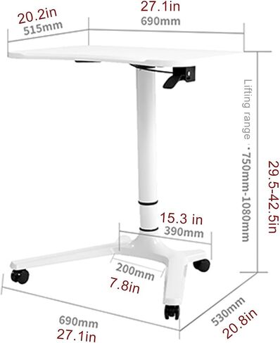 Mobile Laptop Podium, Height Adjustable Podium Stand with Tilting Desktop,Sit-to-Stand Desk Ergonomic,Speaking Lectern,Laptop Desk on Wheels,A in Kuwait