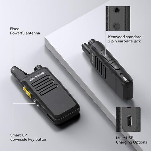 BF-888S تم ترقيته Baofeng T20D Walkie Talkies القابلة لإعادة الشحن مجانًا 2 راديو في اتجاهين (6 عبوات) مع شاحن متعددة العصابات 6 طرق in Kuwait