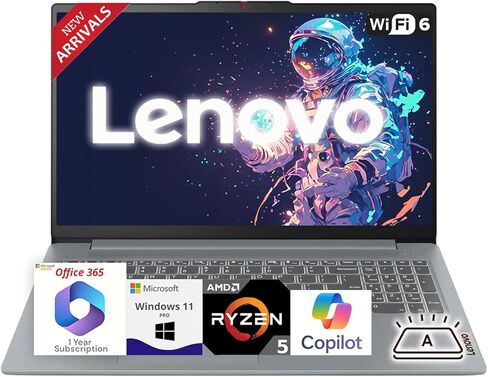 Lenovo 15.6 "كمبيوتر IdeaPad المحمول مع Microsoft Office 365 ، AMD Ryzen 5 5625U (يتفوق على I7-1260U) ، ذاكرة الوصول العشوائي 16 جيجا بايت ، 256 جيجا بايت SSD ، لوحة مفاتيح خلفية ، هادئة ، بطارية طويلة ، Windows 11 Pro ، WOWPC in Kuwait