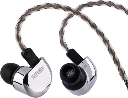 Linsoul Tripowin RUTA10 في شاشة الأذن ، سماعات سائق Dymic Darking Dynamic 10mm ، وسخّر Hifi سلكي ، مع قذيفة سبيكة CNC وكابل مطلي بالفضة القابل للفصل للموسيقي Audiophile (Silver) in Saudi Arabia