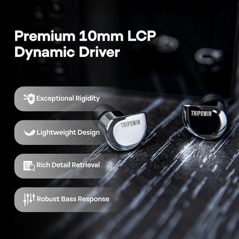 Linsoul Tripowin RUTA10 في شاشة الأذن ، سماعات سائق Dymic Darking Dynamic 10mm ، وسخّر Hifi سلكي ، مع قذيفة سبيكة CNC وكابل مطلي بالفضة القابل للفصل للموسيقي Audiophile (Silver) in Saudi Arabia