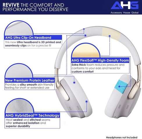 QC Ultra استبدال وسادة الأذن ووسادة عصبة الرأس متوافقة مع Bose QuietComfort Ultra Wireless Headphones. (AHG-Quietcomfort-Ultra-Combo-White-Skoke) in Saudi Arabia