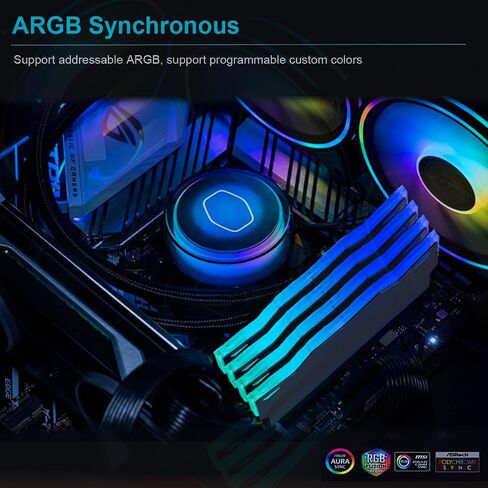 5V ArgB Memory RAM Cooler DDR DDR DDROND لـ DIY PC GAME MOD DDR3 DDR4 (متوافق مع ASUS AURA SYNC و GIGABYTE RGB Fusion و MSI Mystic Light Sync) GY-05 (أسود) in Kuwait