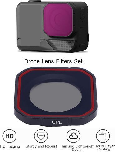 Yoidesu CPL Camera Lens Filter, Action Camera Snap On CPL Filter Repels Water and Dirt for Pro 2 Camera, Action Camera Accessories, Multi Coated HD Glass in Saudi Arabia