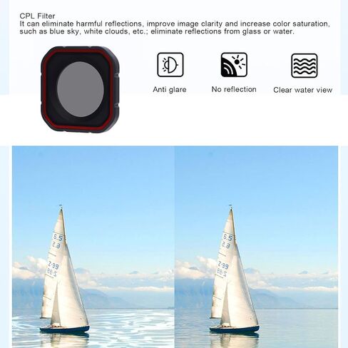 Yoidesu CPL Camera Lens Filter, Action Camera Snap On CPL Filter Repels Water and Dirt for Pro 2 Camera, Action Camera Accessories, Multi Coated HD Glass in Saudi Arabia