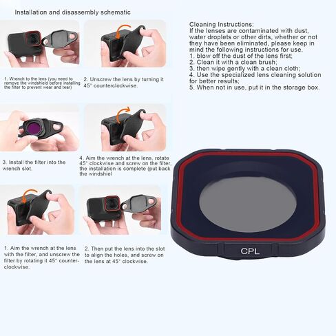 Yoidesu CPL Camera Lens Filter, Action Camera Snap On CPL Filter Repels Water and Dirt for Pro 2 Camera, Action Camera Accessories, Multi Coated HD Glass in Saudi Arabia