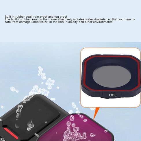 Yoidesu CPL Camera Lens Filter, Action Camera Snap On CPL Filter Repels Water and Dirt for Pro 2 Camera, Action Camera Accessories, Multi Coated HD Glass in Saudi Arabia