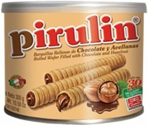 Latinsabor Venezuela Snacks Sweet Pack: COCOSETTE Cookie Wafers 50 gr (4 Pack) + SUSY Cookie Wafers 50 Gr (4 pack) + Pirulin Wafer Filled with Hazelnut and Chocolate Can 300 gr in Saudi Arabia