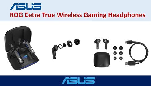 ASUS ROG CETRA HULE Wireless Gaming Headphone ، Bluetooth ، حجم السائق 10 مم ، استجابة التردد 20 هرتز - 20 كيلو هرتز ، استجابة التردد الميكروفوني متعدد الاتجاهات ، 10 كيلو هرتز ، إلغاء الضوضاء. in Saudi Arabia
