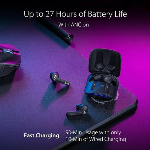 ASUS ROG CETRA HULE Wireless Gaming Headphone ، Bluetooth ، حجم السائق 10 مم ، استجابة التردد 20 هرتز - 20 كيلو هرتز ، استجابة التردد الميكروفوني متعدد الاتجاهات ، 10 كيلو هرتز ، إلغاء الضوضاء. in Saudi Arabia