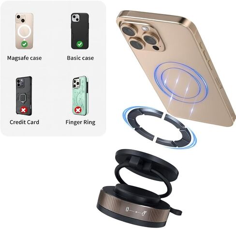 Vacuum Magnetic Phone Holder One-Handed Operation Foldable Adjustable Magnetic Phone Holder 360°Rotation for Car/Bathroom/Gym/Kitchen Multi-Scene Application (Black) in Saudi Arabia