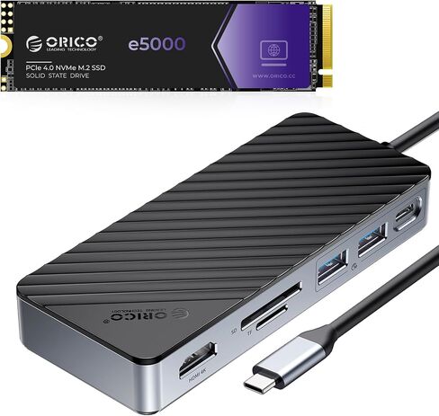 ORICO E5000 2TB PCIE Gen4 NVME SSD و ORICO OM28P USB-C HUB مع محطة الإرساء M.2 SSD 8 في 1 مع 4K HDMI ، حزمة 100W PD in Saudi Arabia
