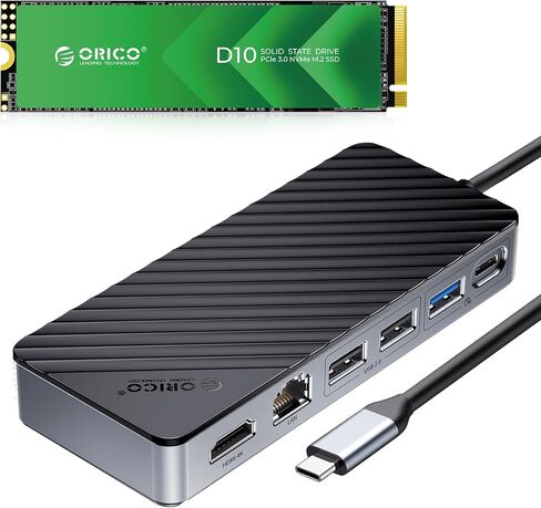 ORICO D10 2TB M.2 NVMe SSD and OM28PR 8-in-1 USB-C Hub with M.2 SSD Enclosure Docking Station Bundle in Saudi Arabia