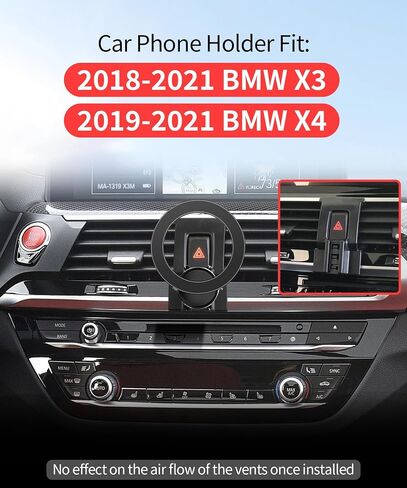 Car Phone Holder for BMW X3 2018-2021 BMW X4 2019-2021 Accessories, 360° Rotation Phone Mount Compatible with MagSafe, Cell Phone Holder Does Not Affect Air Vent in Saudi Arabia