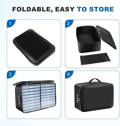 Large Fireproof Photo Storage Box with 18 Inner 5x7 Photo Cases, Collapsible Photo Boxes Storage with Lock, Portable Photo Organizers and Storage with Handle for Photos, Pictures, Valuables in Saudi Arabia