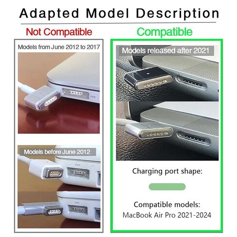 AJJ 140W USB C إلى Magnetic 3 شحن كابل متوافق مع MacBook 2021-2024 M1 M2 M3،2M-PHITE in Kuwait