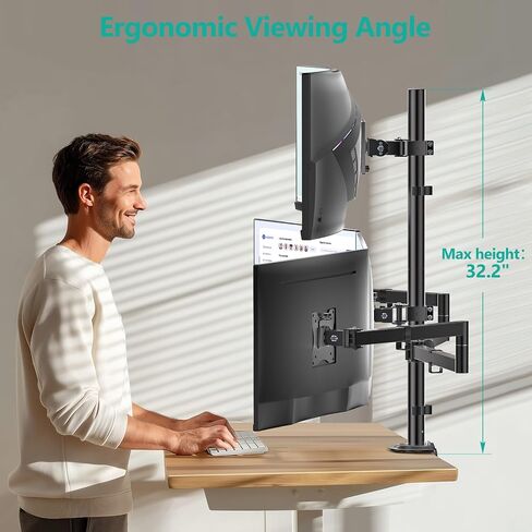 Wali Quad Monitor Mount لما يصل إلى 49 بوصة فائقة على شاشات أعلى وشاشات 27 بوصة على أقواس أقل ، وقصة شاشة طويلة طويلة ، وذراع الشاشات الثقيلة تصل إلى 44 رطلاً (M004S-P) ، الأسود in Kuwait