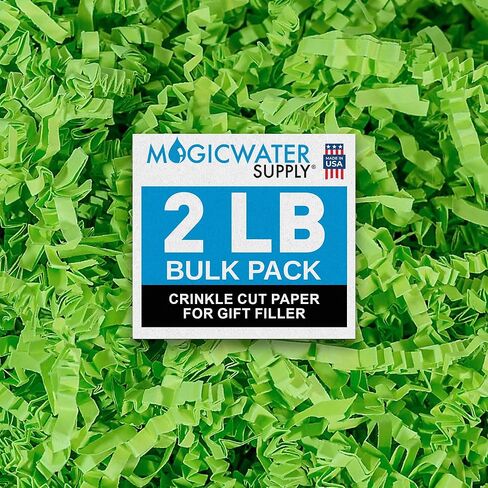 MagicWater Supply - 2 LB - Lime Green - Crinkle Cut Paper Shred Filler great for Gift Wrapping, Basket Filling, Birthdays, Weddings, Anniversaries, Valentines Day, and other occasions in Saudi Arabia