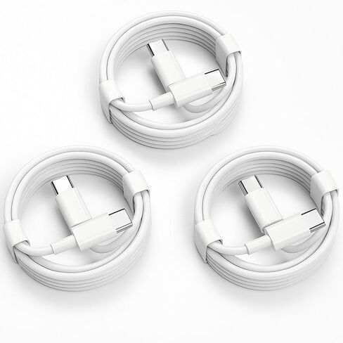 60W USB C to USB C Cable [3pack] كبل شحن ، 3 أقدام و 3 بوصات طويلة USB-C إلى USB C تصميم سلك الطاقة لـ iPhone 16/15 PRO PRO MAX ، MacBook Pro Air/iPad/iPad Pro 12.9/11 ، AirPods 4 (White) in Saudi Arabia
