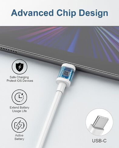 60W USB C to USB C Cable [3pack] كبل شحن ، 3 أقدام و 3 بوصات طويلة USB-C إلى USB C تصميم سلك الطاقة لـ iPhone 16/15 PRO PRO MAX ، MacBook Pro Air/iPad/iPad Pro 12.9/11 ، AirPods 4 (White) in Saudi Arabia