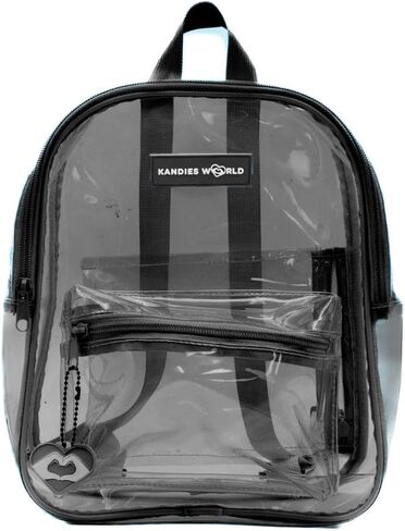 Kandies World Premium Clear Festival Backpack – Stylish Transparent Bag – Stadium Approved – Lightweight & Durable – 12"x10.5" (Black) in Kuwait