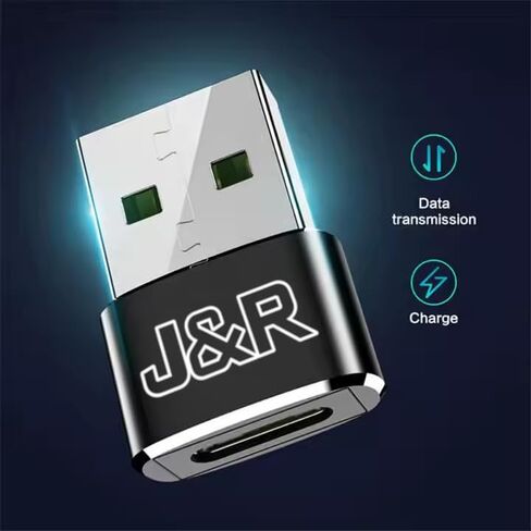 J & R USB to USB C Adapter USB C to USB Adaptor, Metal Mini Converter for Data & Charging, Ultra-Compact 2-Pack (Black & Silver) for Samsung, Apple, Google Pixel, iPhone in Saudi Arabia
