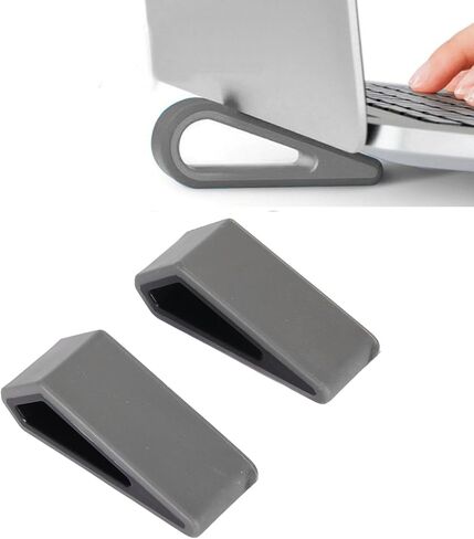 2Pcs Mini Portable Laptop Stand Ergonomic Design Prevents Deformation Stable Laptop Stand for Home Office Work Black Plastic Silicone Size 7.5 x 2.7cm in Saudi Arabia