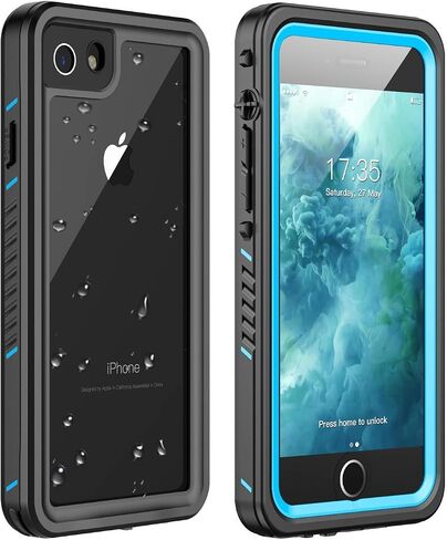 لـ iPhone SE 2022/SE 2020/7/8 CASE مقاوم للماء ، حالة وقائية كاملة من الجسم مع حامي الشاشة ، حالة الهاتف الثقيلة للهاتف لـ iPhone SE3 2022/SE 2020/7/8 (أزرق/واضح) in Saudi Arabia