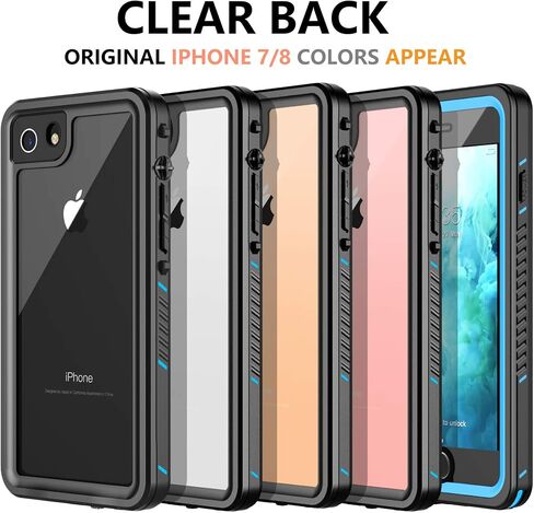 لـ iPhone SE 2022/SE 2020/7/8 CASE مقاوم للماء ، حالة وقائية كاملة من الجسم مع حامي الشاشة ، حالة الهاتف الثقيلة للهاتف لـ iPhone SE3 2022/SE 2020/7/8 (أزرق/واضح) in Saudi Arabia