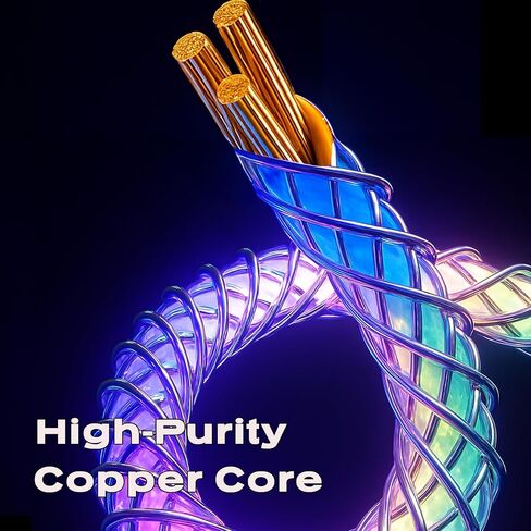USB C Charger Cable Colors Changing Light up USB A to USB C Cable for iPhone 15/15Pro/ 15Plus/15ProMax MacBook Pro 2020, Pad Pro 2020,Samsung S23+/S23 Ultra (Multicolored, 3FT) in Kuwait