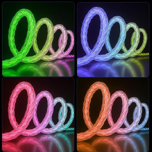 USB C Charger Cable Colors Changing Light up USB A to USB C Cable for iPhone 15/15Pro/ 15Plus/15ProMax MacBook Pro 2020, Pad Pro 2020,Samsung S23+/S23 Ultra (Multicolored, 3FT) in Kuwait
