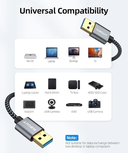 Sunguy USB 3.0 كابل ، 1 قدم USB من الذكور من الذكور ، معدل نقل ما يصل إلى 5 جيجابت في الثانية متوافق مع الطابعات ، المودم ، محركات الأقراص الصلبة ، الكاميرات ، HDD ، أقراص DVD ، أجهزة الكمبيوتر المحمولة ، إلخ. in Kuwait