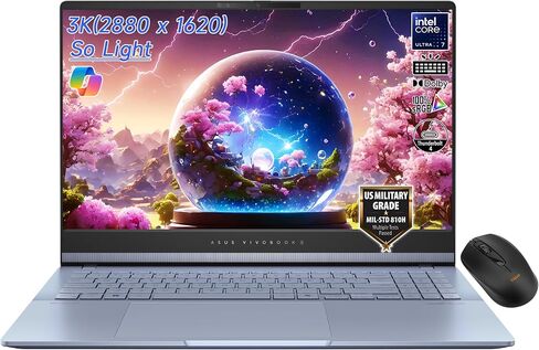 ASUS Vivobook S 15.6" 3K OLED 120Hz Copilot+ AI Laptop, Intel Core Ultra 7-155H Evo, Wi-Fi 6E, FHD Webcam, Thunderbolt 4, win11, w/Mouse (16GB RAM | 2TB SSD) in Saudi Arabia