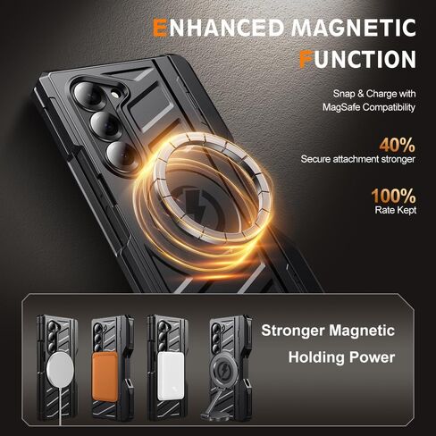 Armor Magnetic Case لـ Samsung Galaxy Z Fold 6 مع حامل القلم S ، مناسب لـ Magsafe ، [Kickstand المدمج ، واقي شاشة الخصوصية ، وحماية المفصلات] in Saudi Arabia