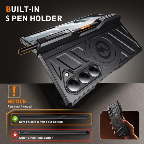 Armor Magnetic Case لـ Samsung Galaxy Z Fold 6 مع حامل القلم S ، مناسب لـ Magsafe ، [Kickstand المدمج ، واقي شاشة الخصوصية ، وحماية المفصلات] in Saudi Arabia